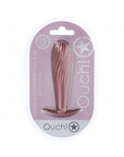 Ouch! Smooth Silicone Ribbed Anal Plug 4.6 in. Rose Gold