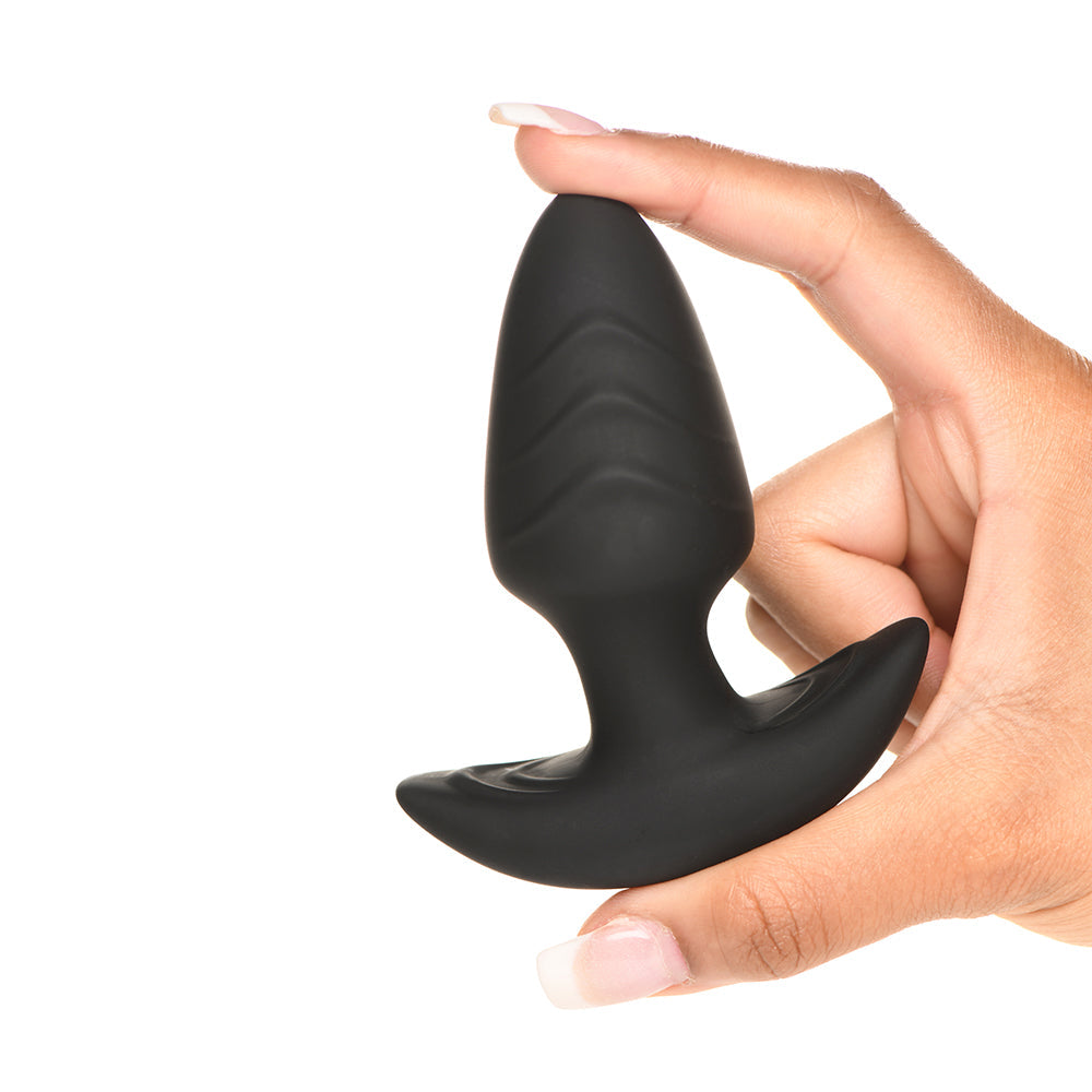 BANG! Rotating &amp; Vibrating Silicone Butt Plug with Remote Black