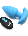 BANG! Rotating & Vibrating Silicone Butt Plug with Remote Blue