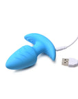 BANG! Rotating & Vibrating Silicone Butt Plug with Remote Blue