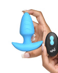 BANG! Rotating & Vibrating Silicone Butt Plug with Remote Blue