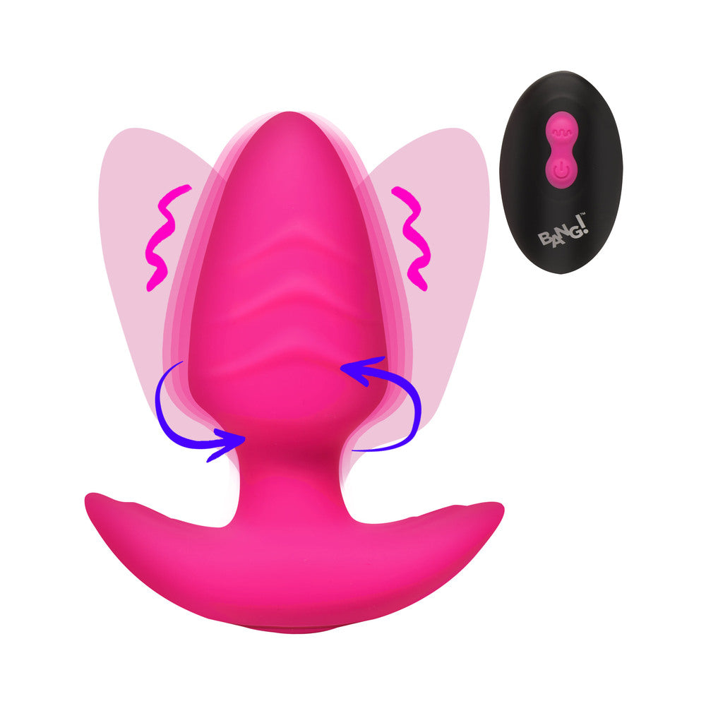 BANG! Rotating &amp; Vibrating Silicone Butt Plug with Remote Pink