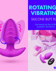 BANG! Rotating & Vibrating Silicone Butt Plug with Remote Purple