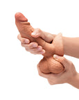 b-Vibe Slipskin Realistic Silicone Dildo 6 in. Girthy Mocha