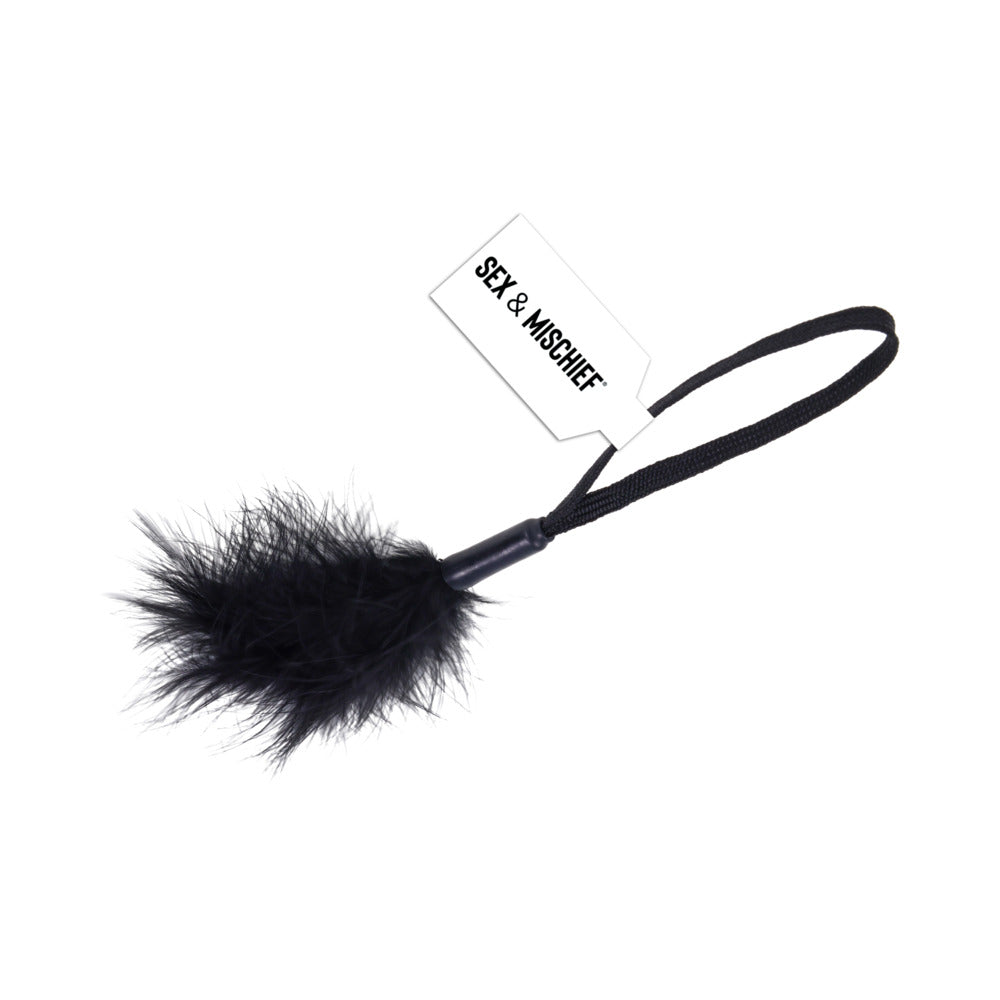 Sportsheets Sex &amp; Mischief Peaches 'n CreaMe Wrist Feather Tickler Black