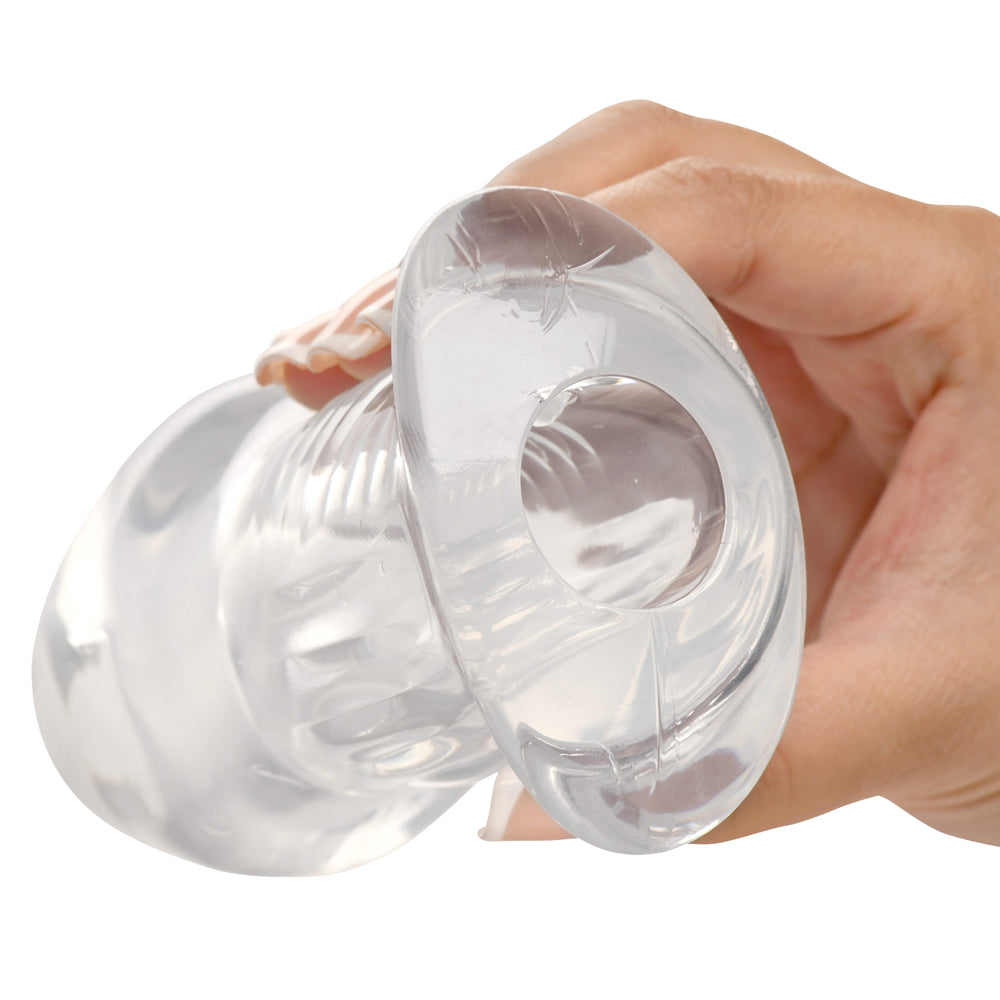 Master Series Dicked Clear Hollow Anal Plug Large