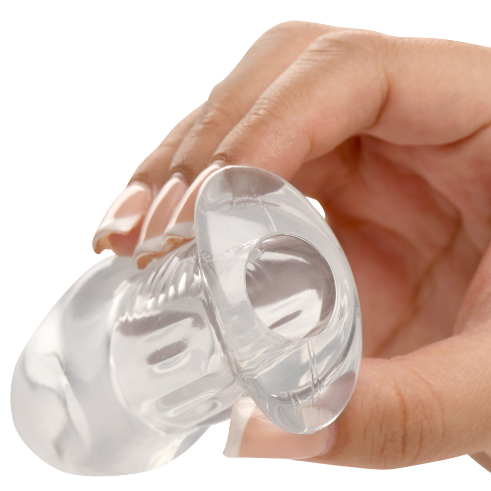 Master Series Dicked Clear Hollow Anal Plug Small