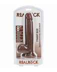 RealRock 8 in. Cock with Balls Straight Brown