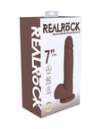 RealRock 7 in. Vibrating Cock with Balls Straight Brown