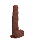 RealRock 7 in. Vibrating Cock with Balls Straight Brown