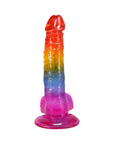 Crystal Jellies 8.5 in. Realistic Cock with Balls Rainbow
