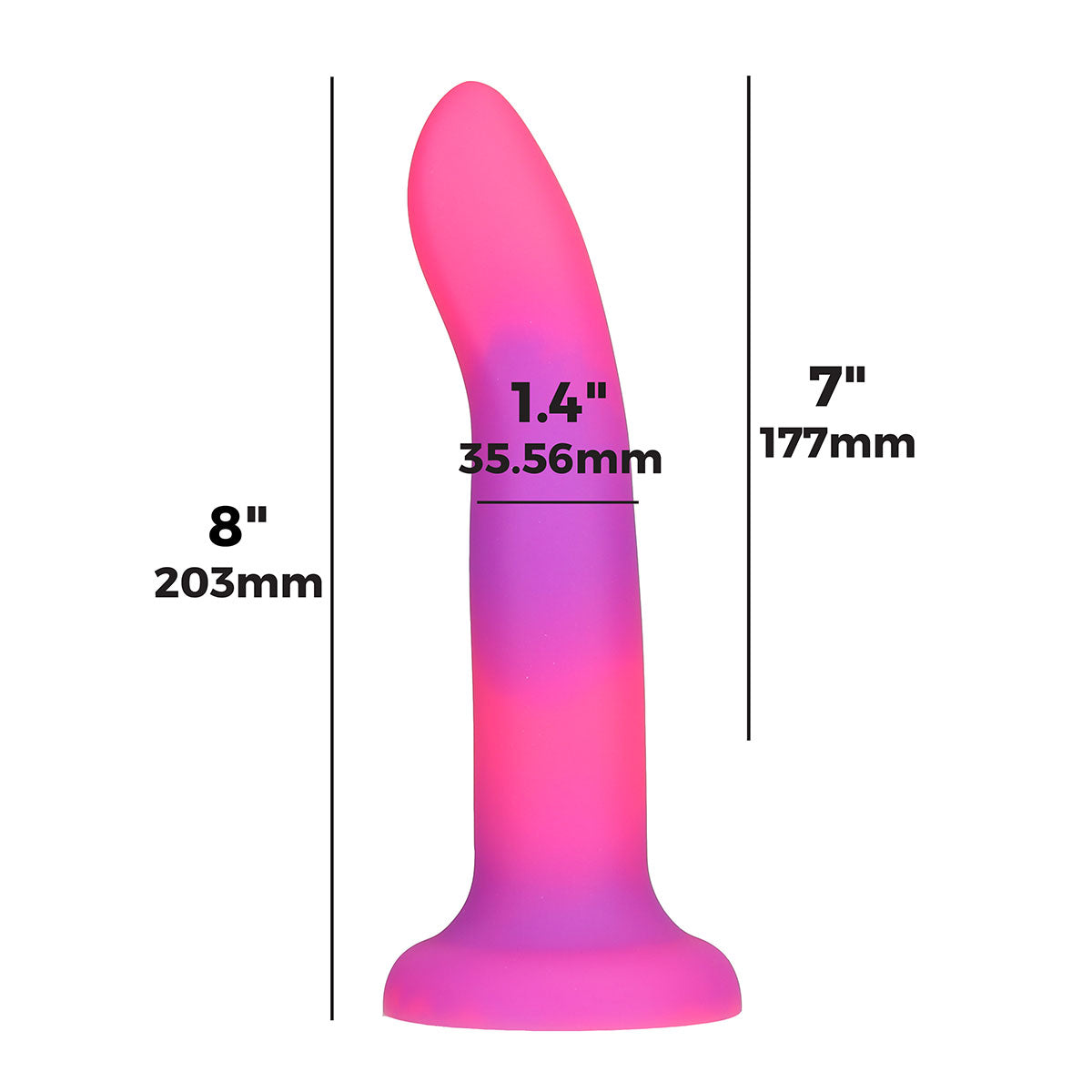 Addiction Glow-in-the-Dark Rave Dil 8&quot; - Pink Purple