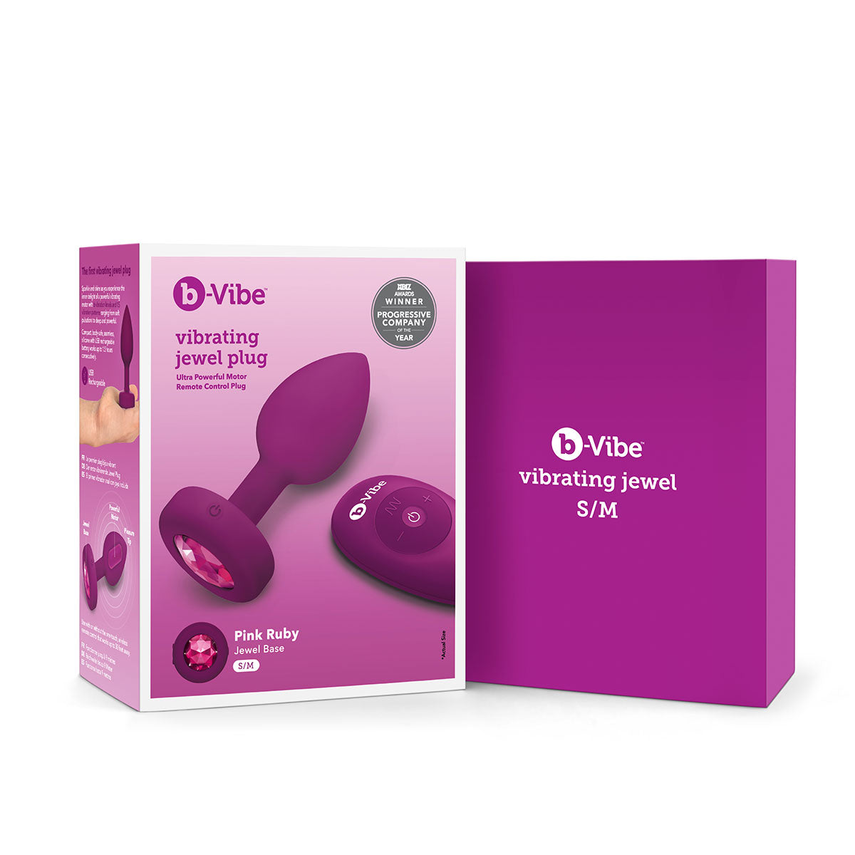 B-Vibe Vibrating Jewel Plug Small/Medium - Fuchsia