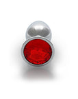 Shots Ouch! Round Gem Butt Plug Small - Silver/Ruby Red