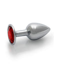 Shots Ouch! Round Gem Butt Plug Small - Silver/Ruby Red