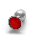 Shots Ouch! Round Gem Butt Plug Small - Silver/Ruby Red