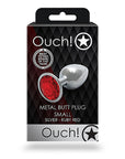 Shots Ouch! Round Gem Butt Plug Small - Silver/Ruby Red