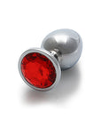 Shots Ouch! Round Gem Butt Plug Medium - Silver/Ruby Red