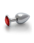 Shots Ouch! Round Gem Butt Plug Medium - Silver/Ruby Red