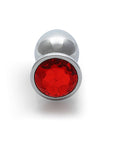 Shots Ouch! Round Gem Butt Plug Medium - Silver/Ruby Red