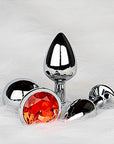 Shots Ouch! Round Gem Butt Plug Medium - Silver/Ruby Red