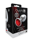 Shots Ouch! Round Gem Butt Plug Medium - Silver/Ruby Red