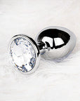 Shots Ouch! Round Gem Butt Plug Small - Silver/Diamond