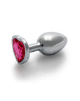 Shots Ouch! Heart Gem Butt Plug Small - Silver/Rubellite Pink