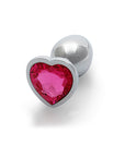 Shots Ouch! Heart Gem Butt Plug Small - Silver/Rubellite Pink