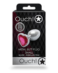 Shots Ouch! Heart Gem Butt Plug Small - Silver/Rubellite Pink