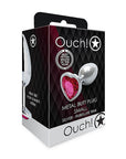 Shots Ouch! Heart Gem Butt Plug Small - Silver/Rubellite Pink