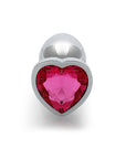 Shots Ouch! Heart Gem Butt Plug Small - Silver/Rubellite Pink