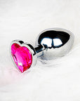 Shots Ouch! Heart Gem Butt Plug Small - Silver/Rubellite Pink