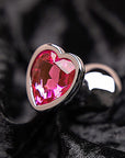 Shots Ouch! Heart Gem Butt Plug Medium - Silver/Rubellite Pink