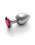 Shots Ouch! Heart Gem Butt Plug Medium - Silver/Rubellite Pink