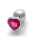 Shots Ouch! Heart Gem Butt Plug Medium - Silver/Rubellite Pink