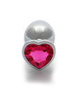 Shots Ouch! Heart Gem Butt Plug Large - Silver/Rubellite Pink