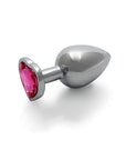 Shots Ouch! Heart Gem Butt Plug Large - Silver/Rubellite Pink