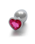 Shots Ouch! Heart Gem Butt Plug Large - Silver/Rubellite Pink