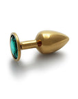 Shots Ouch! Round Gem Butt Plug Small - Gold/Emerald Green