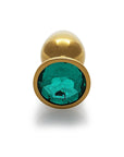 Shots Ouch! Round Gem Butt Plug Small - Gold/Emerald Green