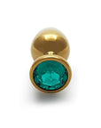 Shots Ouch! Round Gem Butt Plug Medium - Gold/Emerald Green