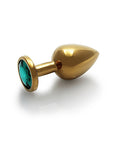 Shots Ouch! Round Gem Butt Plug Medium - Gold/Emerald Green