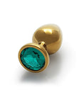 Shots Ouch! Round Gem Butt Plug Medium - Gold/Emerald Green