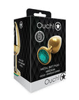 Shots Ouch! Round Gem Butt Plug Medium - Gold/Emerald Green