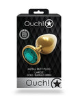 Shots Ouch! Round Gem Butt Plug Large - Gold/Emerald Green