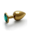 Shots Ouch! Round Gem Butt Plug Large - Gold/Emerald Green