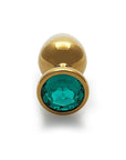 Shots Ouch! Round Gem Butt Plug Large - Gold/Emerald Green