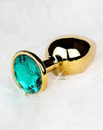 Shots Ouch! Round Gem Butt Plug Large - Gold/Emerald Green