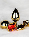 Shots Ouch! Heart Gem Butt Plug Small - Gold/Ruby Red